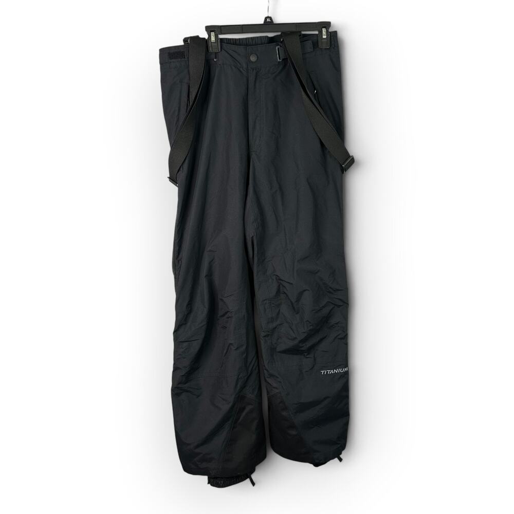 Columbia Titanium Omni Tech Snow Pants Mens L Gray Waterproof Ski Suspenders Bib